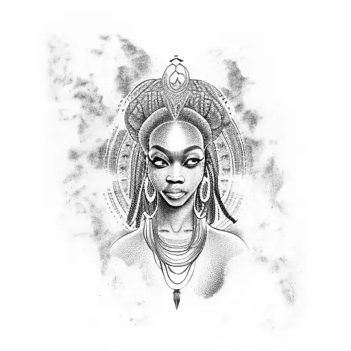 African Goddess With Locs Reaching Spiritual Enlightenment