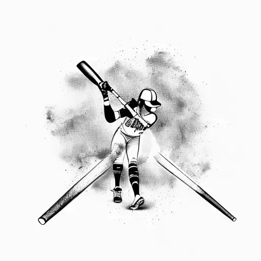 A Softball Player Swinging A Bat With A Trail Of Colorful Smoke Behind Them