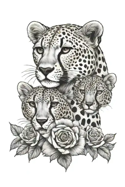 Cheetah And Rose Intertwined
