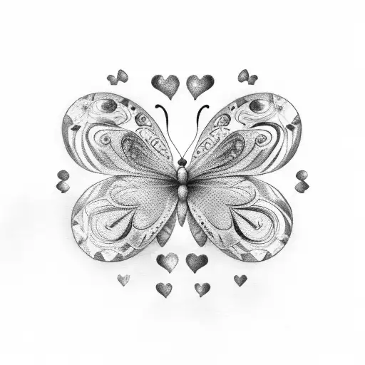 A Butterfly Made Of Love Hearts