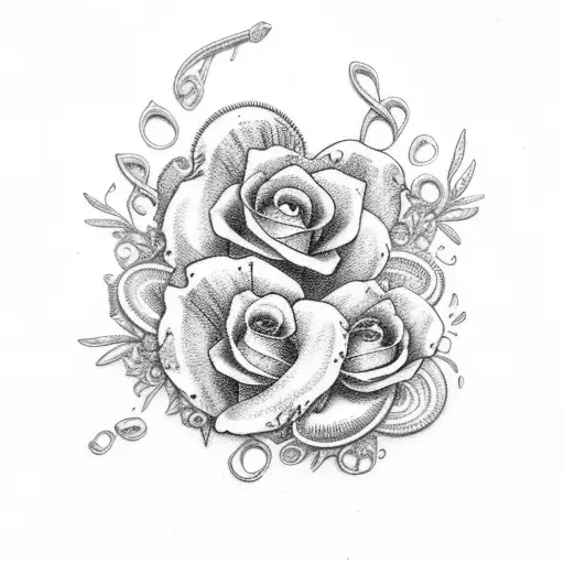 A Floral Wreath Made Of Beach Shells And Musical Notes