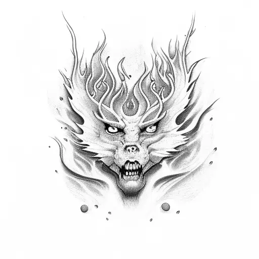 Phoniex With Fire All Around It