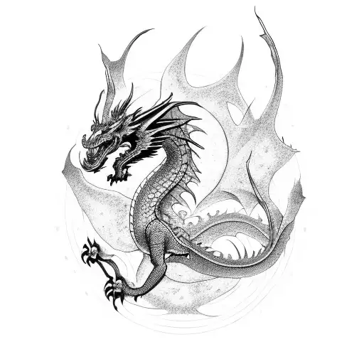 Dragon Negro Con Rojo