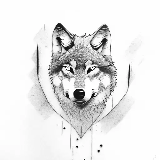 Wolf With A Blue Eye And A Brown Eye Color And An Aggressive Look For The Arm