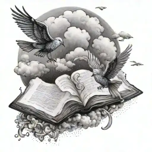 Religious With Clouds And Birds And Bible Verse