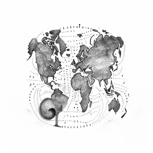 A Map Of The World With Musical Instruments Marking The Travel Destinations