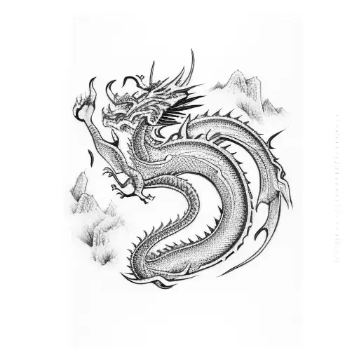 Chinese Style Dragon In Blue On Forearm