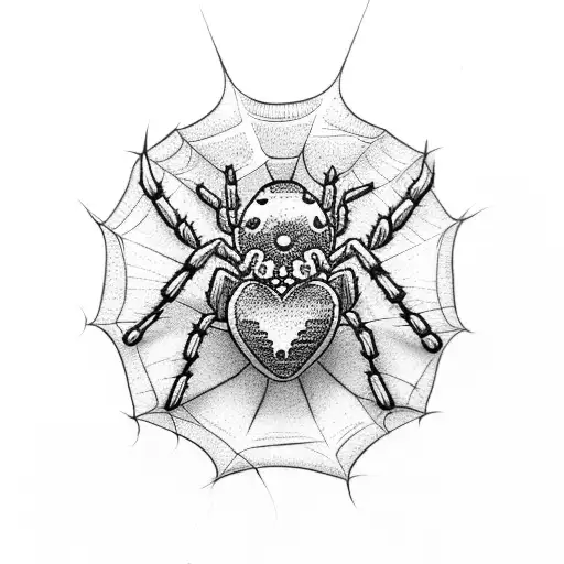 A Heart With Spider Leg And Hihanbana Flower Grow Out From It