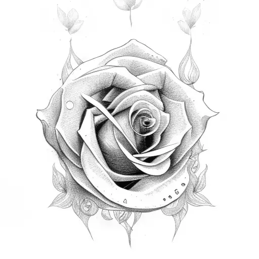 February Birth Flower With Rose Top View