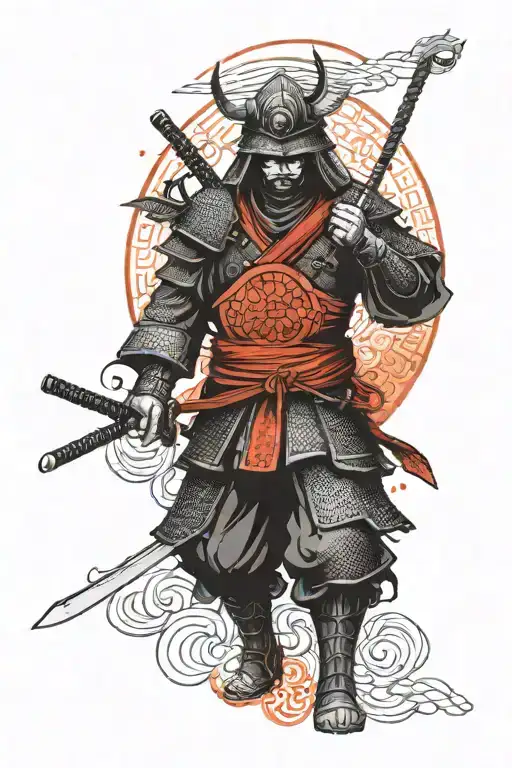 Samurai Warrior Red Sun Symbol