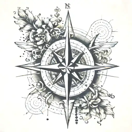 A Compass Rose With Your Parents' Initials As Cardinal Points