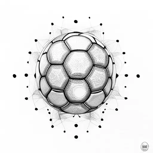 A Dotwork Design Of A Soccer Ball Transforming Into A Galaxy