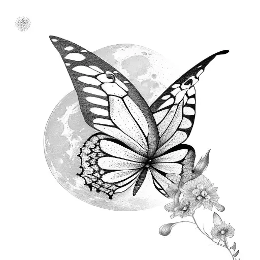 Butterfly Flowers Moon