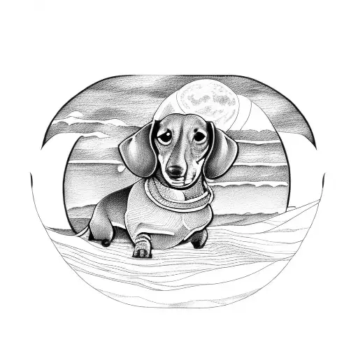 Airplane Dachshund Sunset