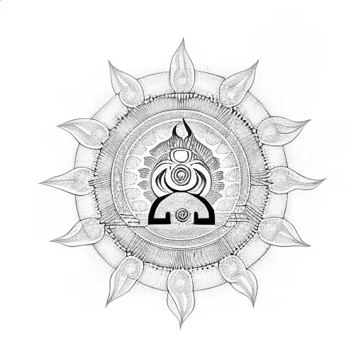 Indian Om Symbol With Sun Rising At The Background