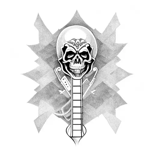 Guitar With Skeletor And Alemannic Symbols