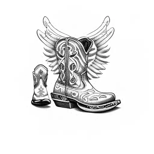 Baby Angel With Cowboy Boots Doodle