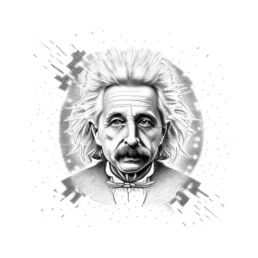 An Abstract Art Piece Merging Einstein's Face With Tesla's Face