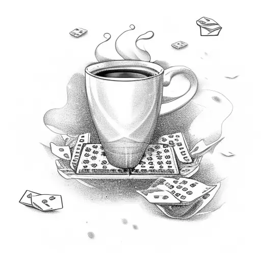 Flowers Wrapped Around A Coffee Cup And Dominos That Says Five Five Five