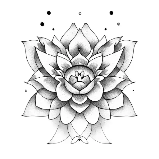 Lotus Flower With Dots Around It And Lines