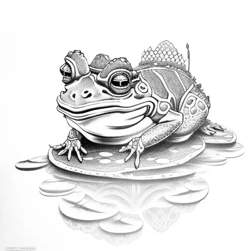 Samurai Toad On A Lily Pad