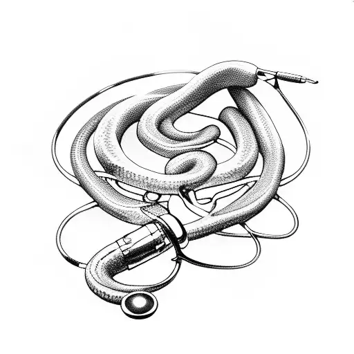 A Nurse's Stethoscope Intertwined With A Snake