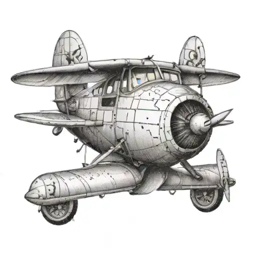 An Intricate Dotwork Design Of A Vintage Airplane Surrounded By Beagle Paw Prints