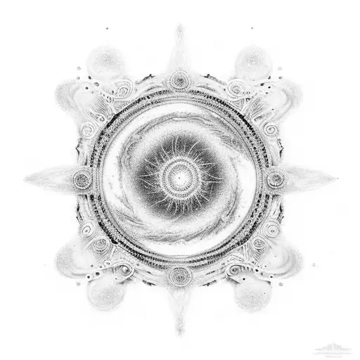 A Mesmerizing Galaxy Scene Created Using Intricate Dotwork