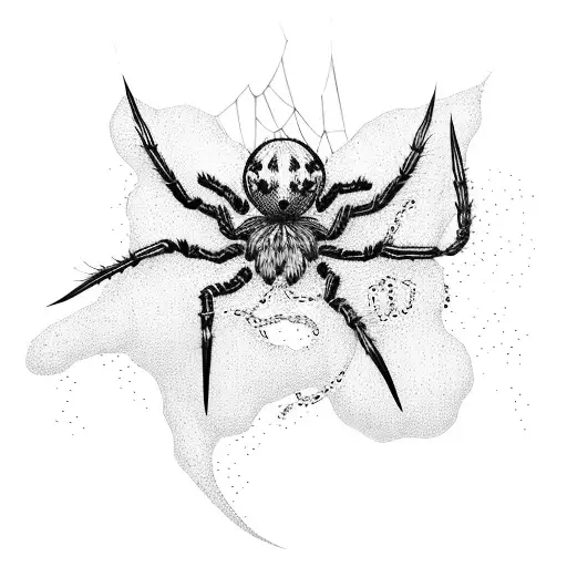 A Net With Spider Leg And Hihanbana Flower Grow Out From It