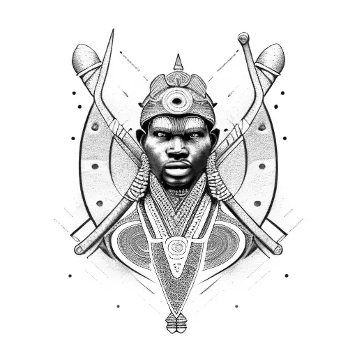 Ancient African Warrior Playing A Musical Instrument