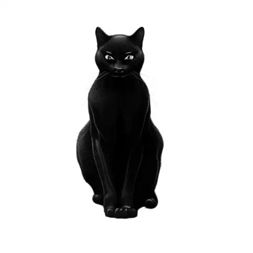 A Tattoo Of The Black Cat Stand In Front The Panther In Shades Of Black And White