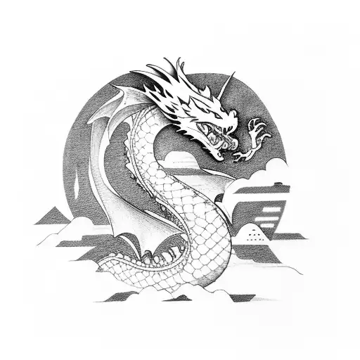 Dragon Breathing Fire With A City Skyline In The Background