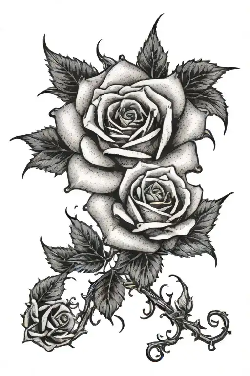 Rose And Thorns Intertwined Representing The Beautiful In Pain And Trama With For Upper Sleeve