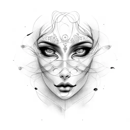 One Single Line With Eyes Lips And Brain