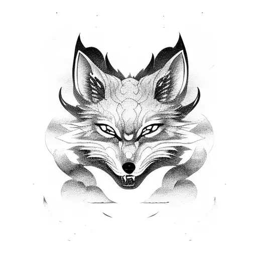 Kitsune Mask Wrpped Around A Katana