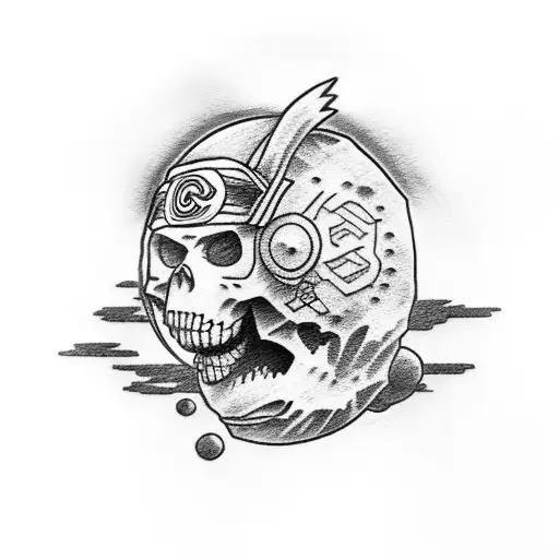 Naruto On The Moon With A Skull In His Hand