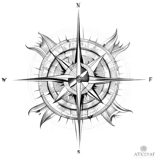 Map With Compass And Sun Stribes
