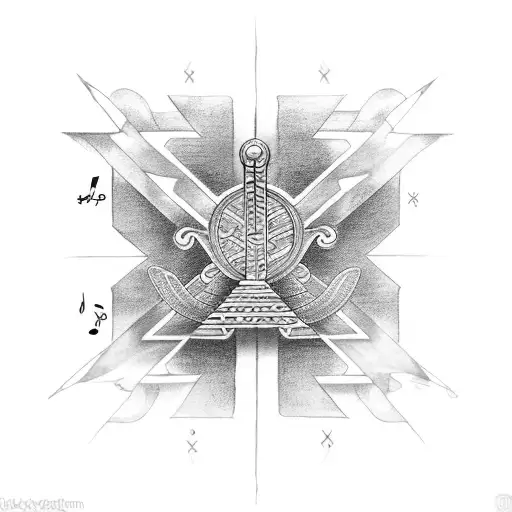 An Egyptian Ankh Symbol With A Music Staff And Notes Incorporated