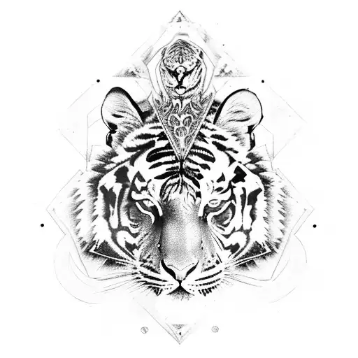 Warrior With A Blue Eyed Tiger Head As A Helmet