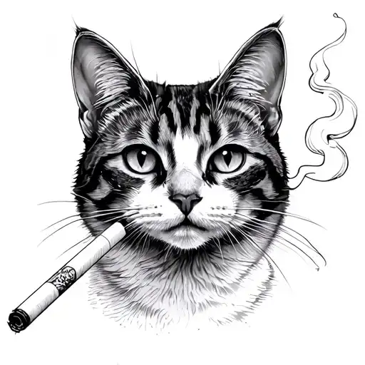A Cat Smoking Cigarette