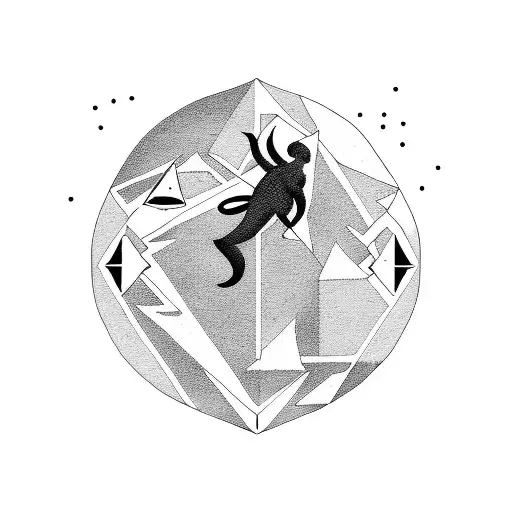 A Silhouette Of A Hiker Conquering A Mountain Peak With The Pisces Zodiac Symbol Incorporated