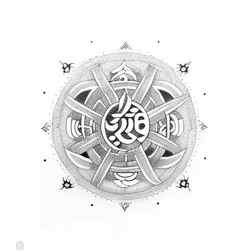 Hindu Swastik Symbol With The Word Ikigai In Japanese