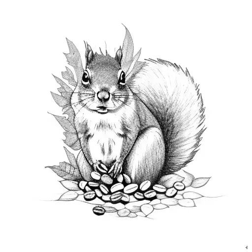 A Squirrel Perched On A Coffee Bean Surrounded By Foliage