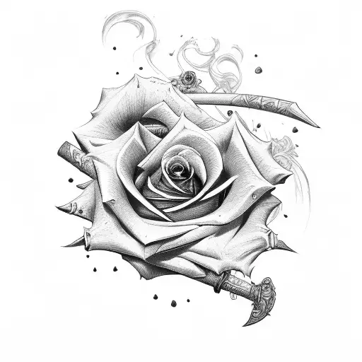 Rose And Sword With Skull