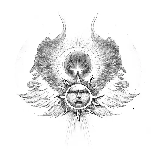 Sun And Moon Angel Wings