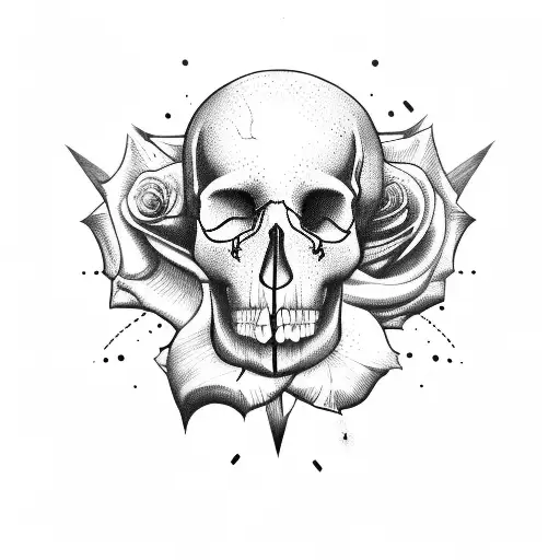 Cook Knife Woth Skull And Rose