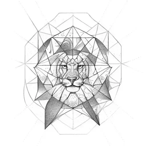 Leo Zodiac Sign With Geometric Lines