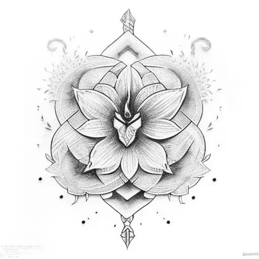 Blue Flower With A Sword In The Middle