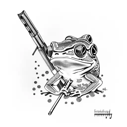 Frog With Gun And Cowboy Hat