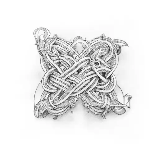 A Dotwork Pattern Of Intertwined Friendship Bracelets